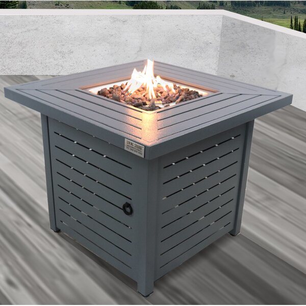 Living Source International 25" H Steel Outdoor Fire Pit Table with Lid ( Grey ) Doba 1